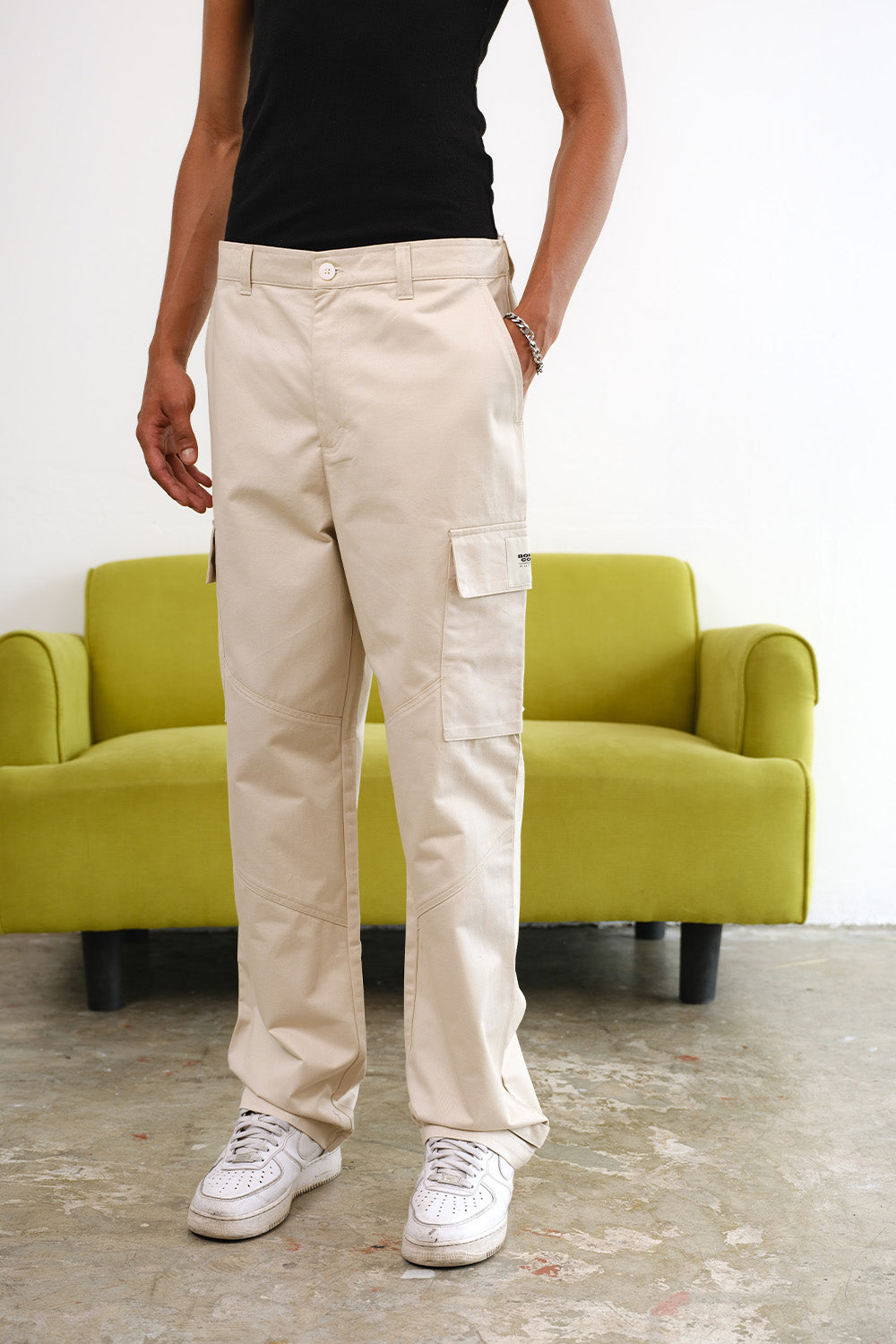 Off White Cargo With Utility Pockets