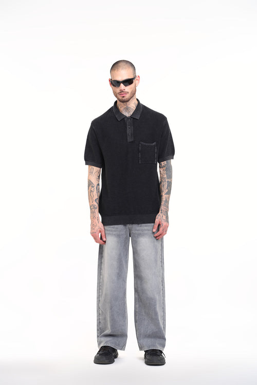 Ash Grey Faded Knit Premium Polo