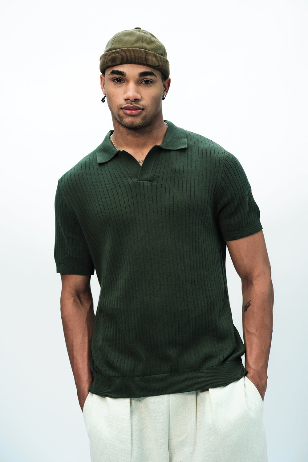 Olive Knit Polo T-shirt