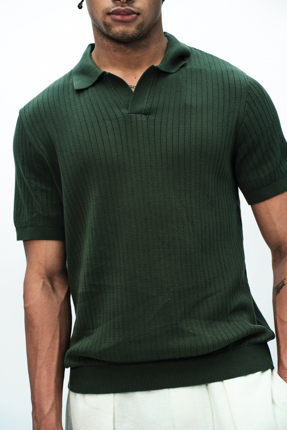 Olive Knit Polo T-shirt