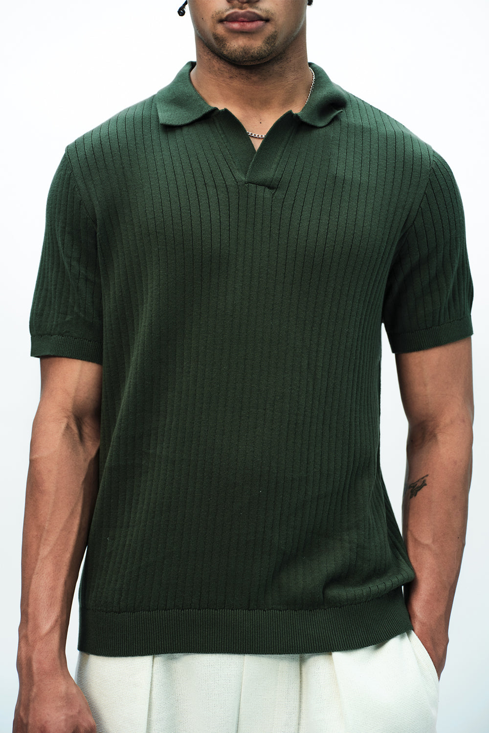 Olive Knit Polo T-shirt