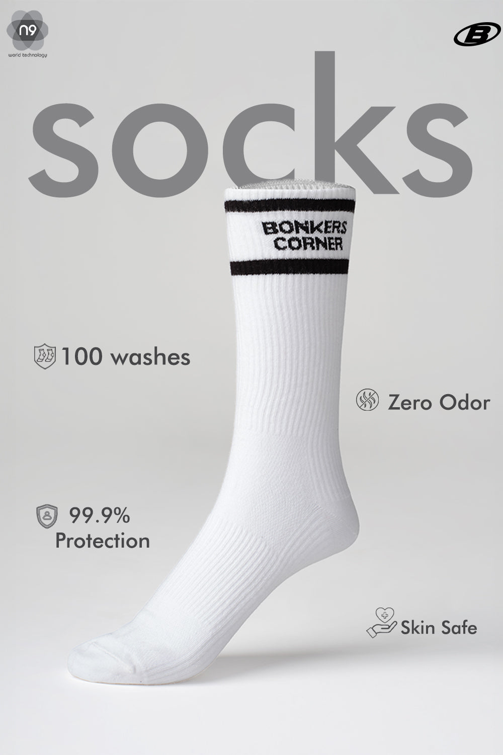 Bonkers Originals White Socks